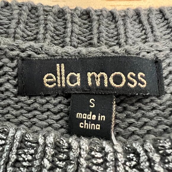 Ella Moss Womens Gray Glitter Cable Knitted Long Sleeve Pullover Sweater Size S - Picture 10 of 11